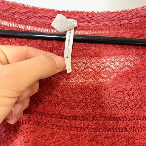 Intimately Free People Peplum Lace Tank Top Small Rust Orange Sleeveless Sheer - Picture 3 of 9